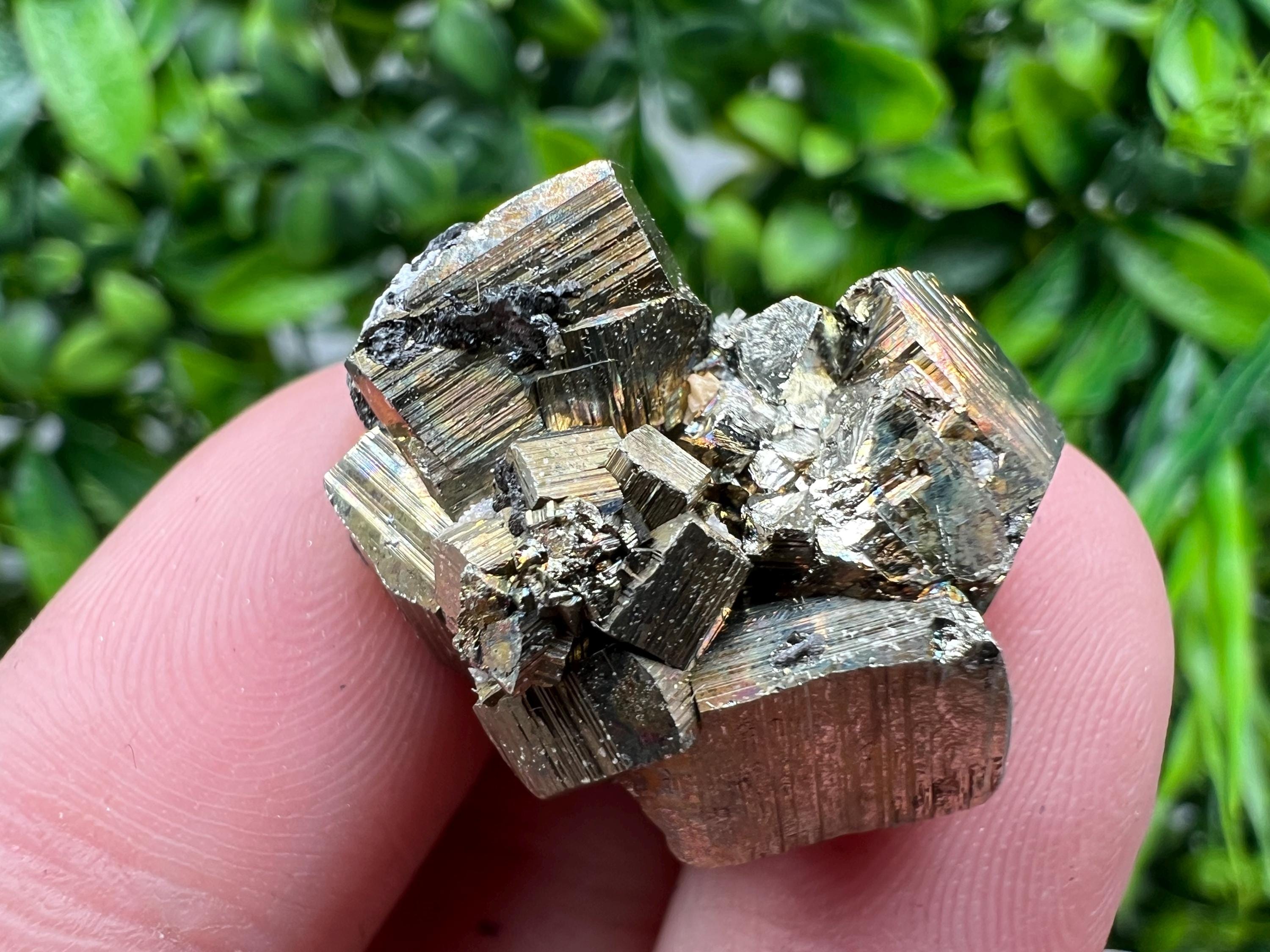 Rainbow Pyrite with Calcite, Natural Crystal Mineral Souvenir, Bulgaria