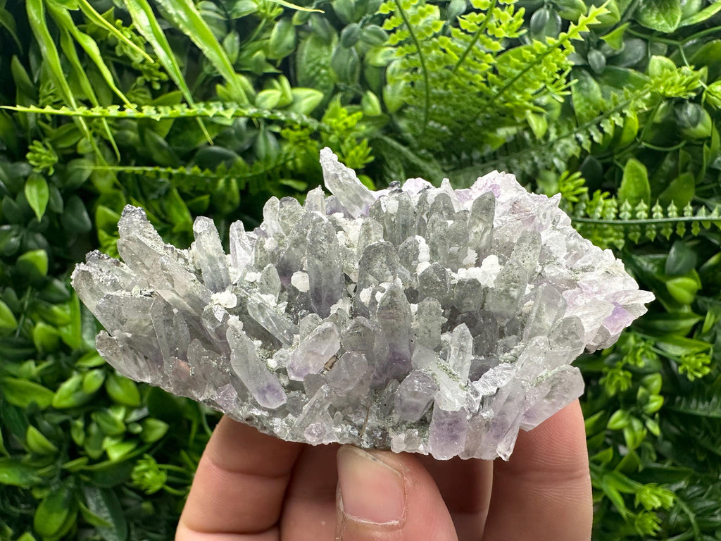 Amethyst Quartz Crystal Cluster with Calcite, Chlorite Inclusions