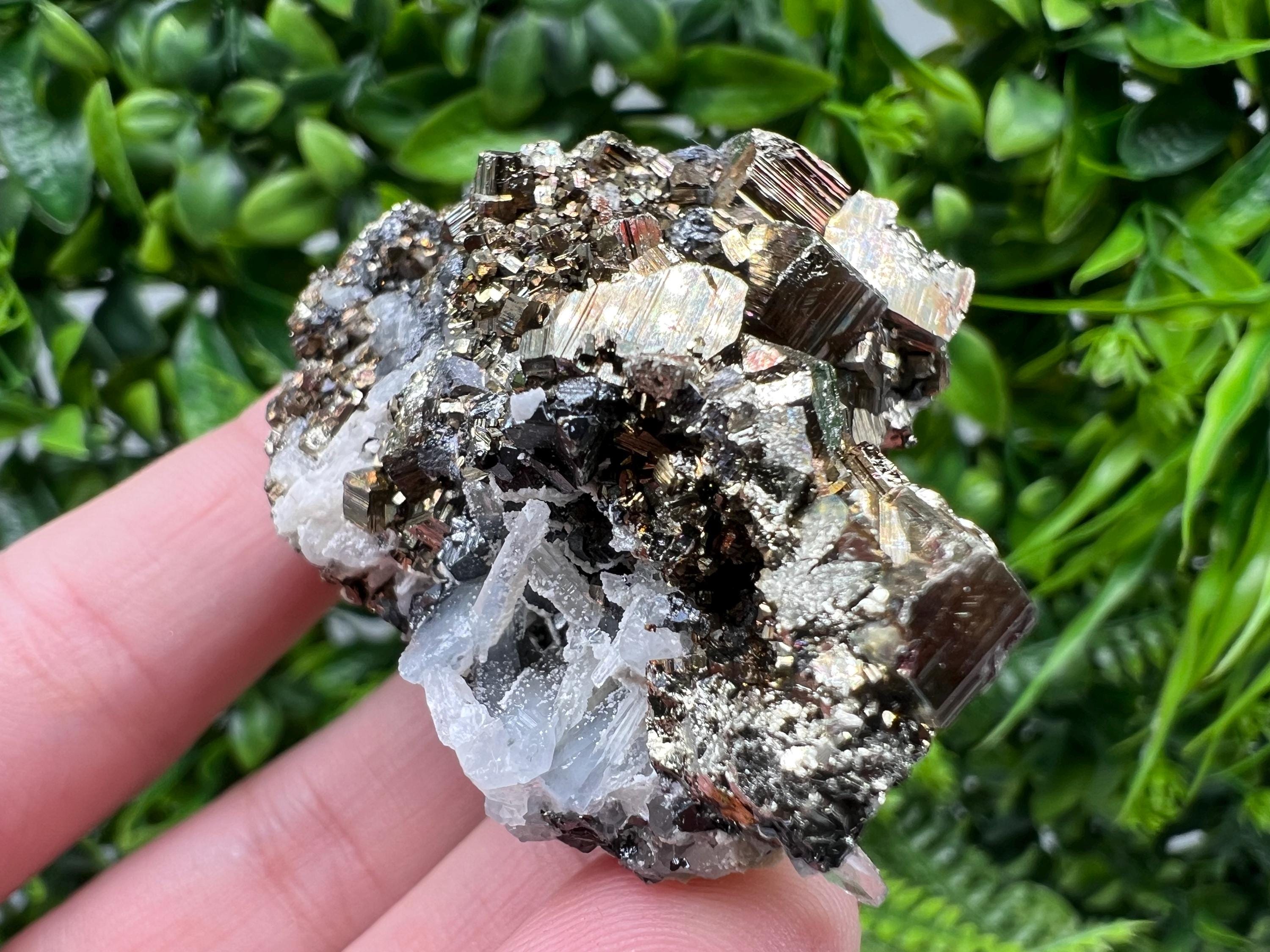 Wonderful Rainbow Pyrite whit Calcite,natural minerals souvenir Crystal,collection stone,rare minerals,home decor,Borieva Bulgaria