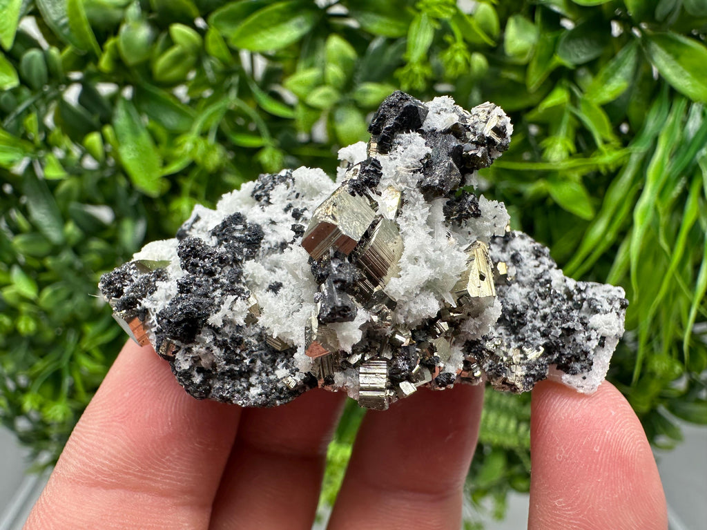 Pyrite Sphalerite Quartz Calcite Mineral Specimen, Bulgaria Crystal Decor