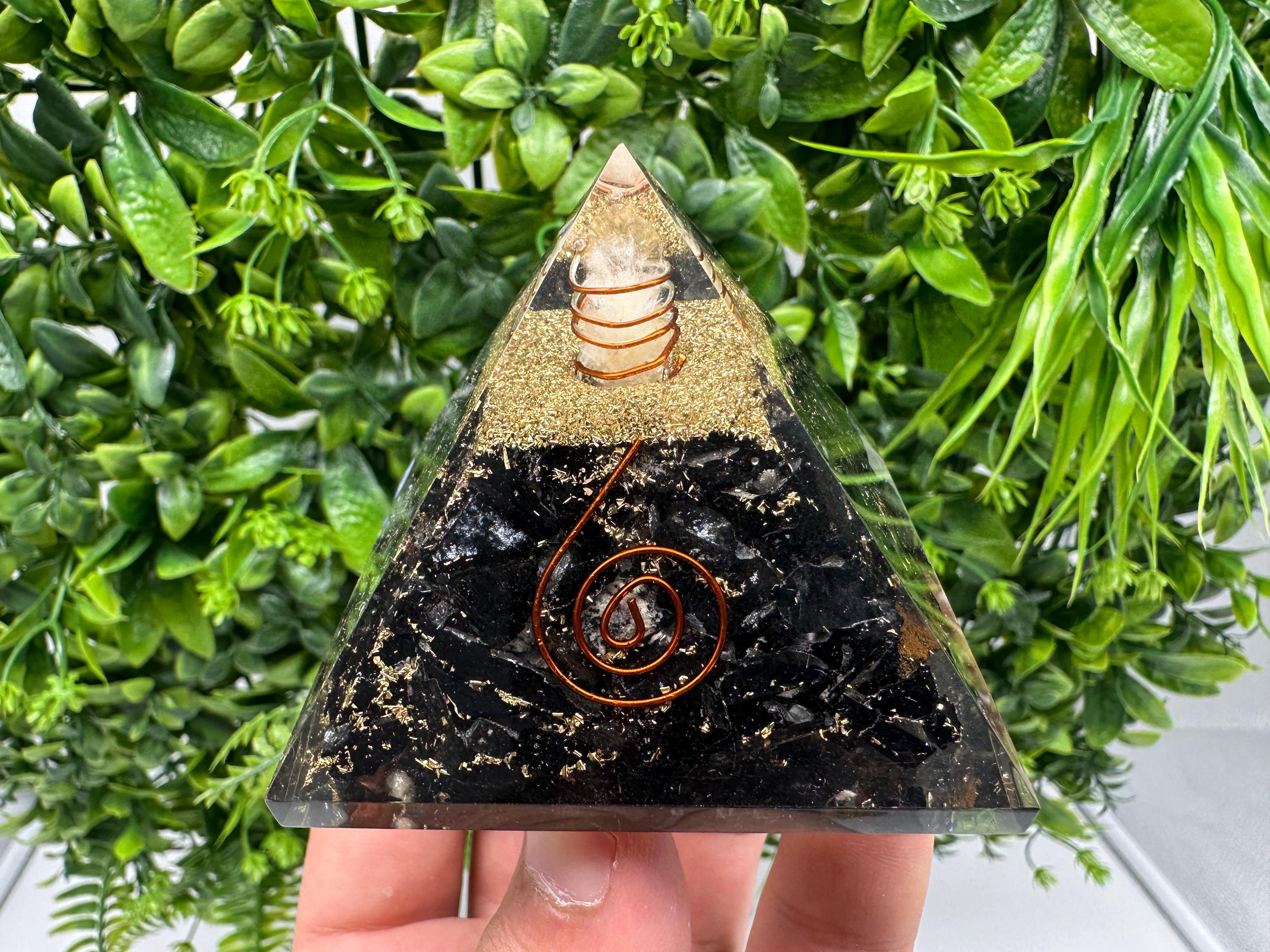 Black Tourmaline Orgonite Pyramid: Handmade Healing Energy Chakra Protection
