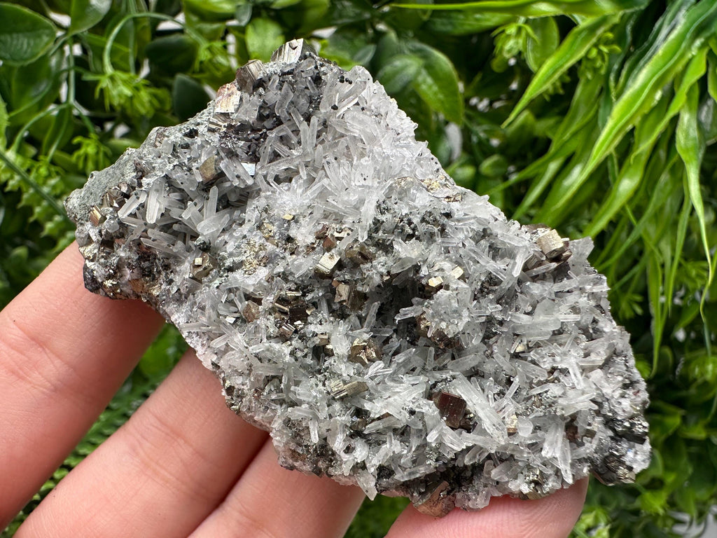 Pyrite on Green Quartz Specimen, Borieva Mine Bulgaria, Home Decor Stone