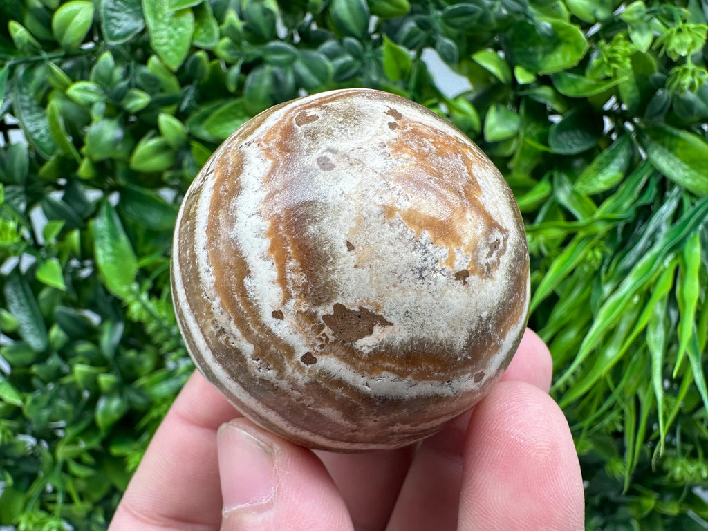 Polished Aragonite Stone Sphere: Handmade Home Decor, Healing Crystal Ball