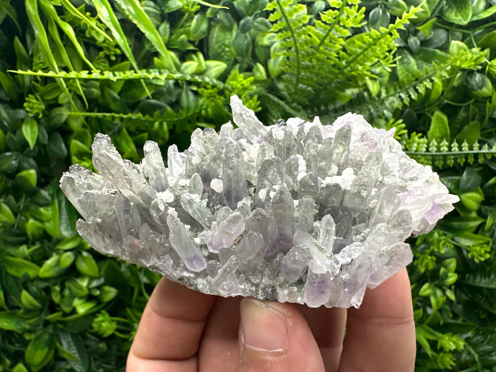 Amethyst Quartz Crystal Cluster with Calcite, Chlorite Inclusions