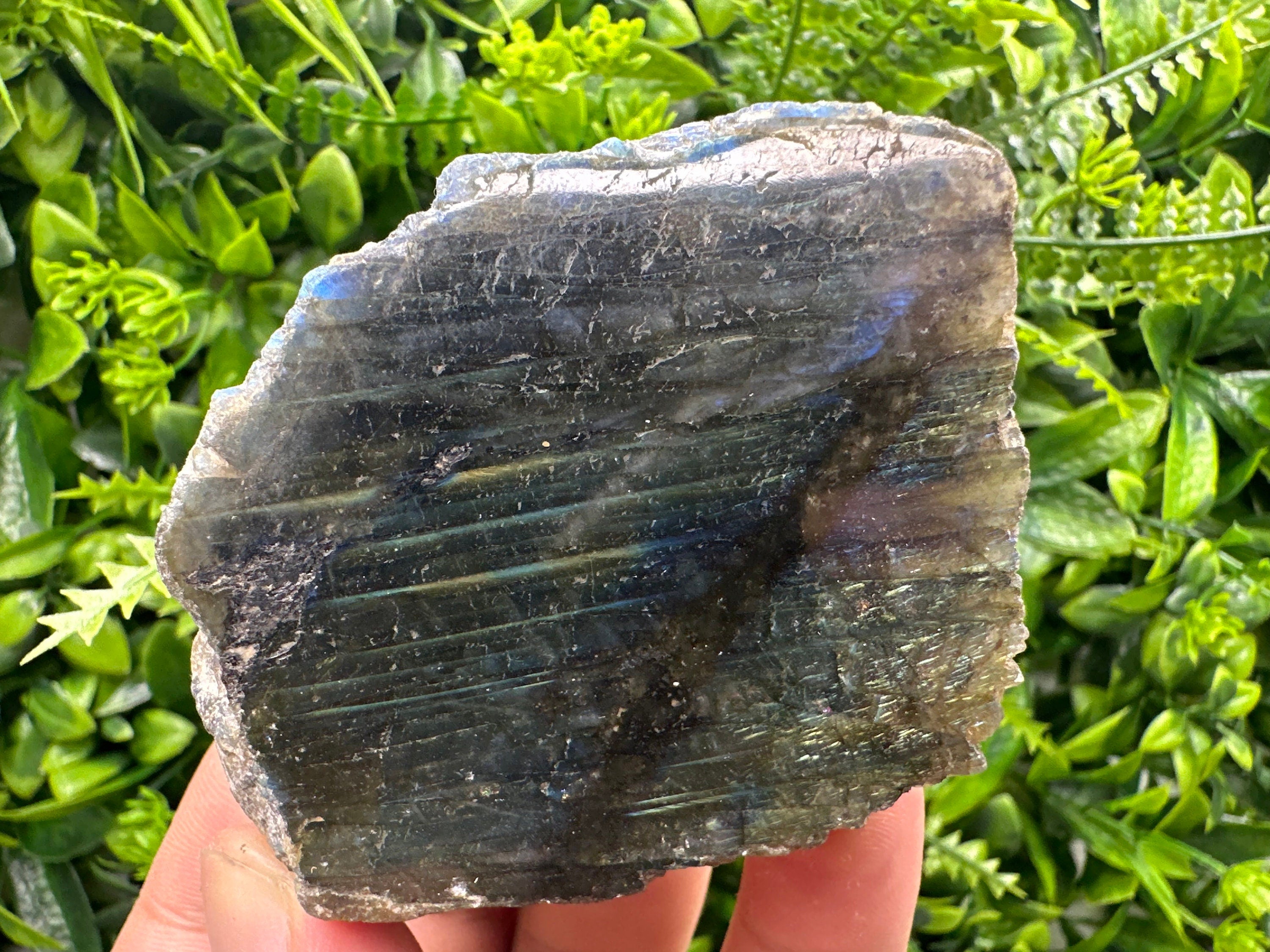 Natural Multifire Labradorite Slab: Polished Crystal Decor (7/6/4.5)