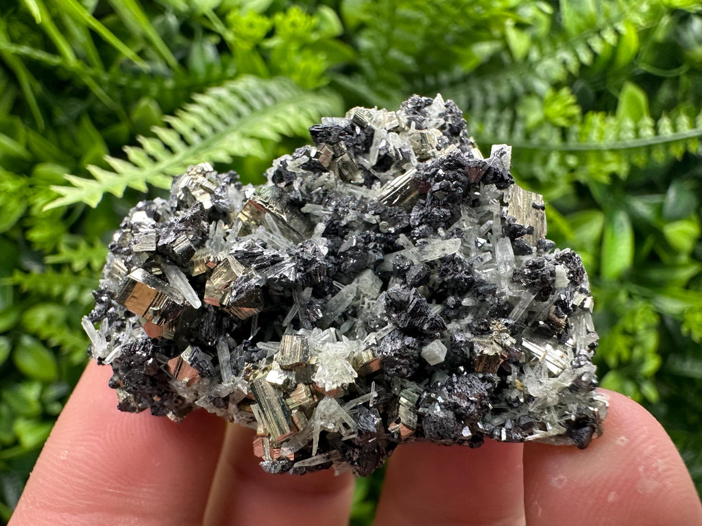 Pyrite on Sphalerite and Quartz, Borieva Mine Mineral Specimen