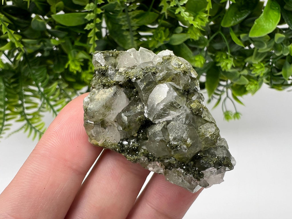 LARGE, Green Epidote with Quartz Crystals - Extremely Sparkly with Rainbows,souvenirs collection stone,gift,decor, Eastern Anatolian, Turkey