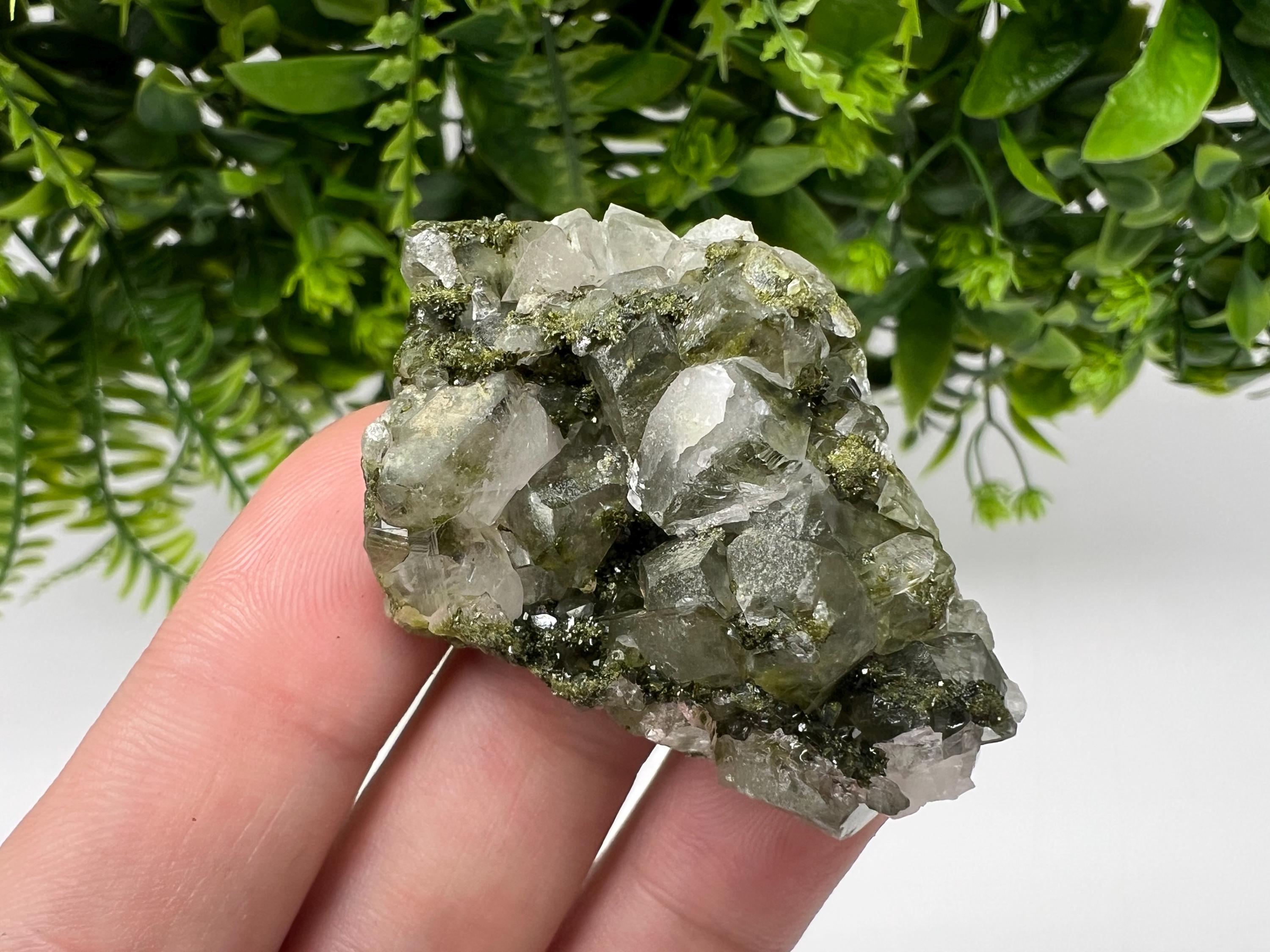 LARGE, Green Epidote with Quartz Crystals - Extremely Sparkly with Rainbows,souvenirs collection stone,gift,decor, Eastern Anatolian, Turkey
