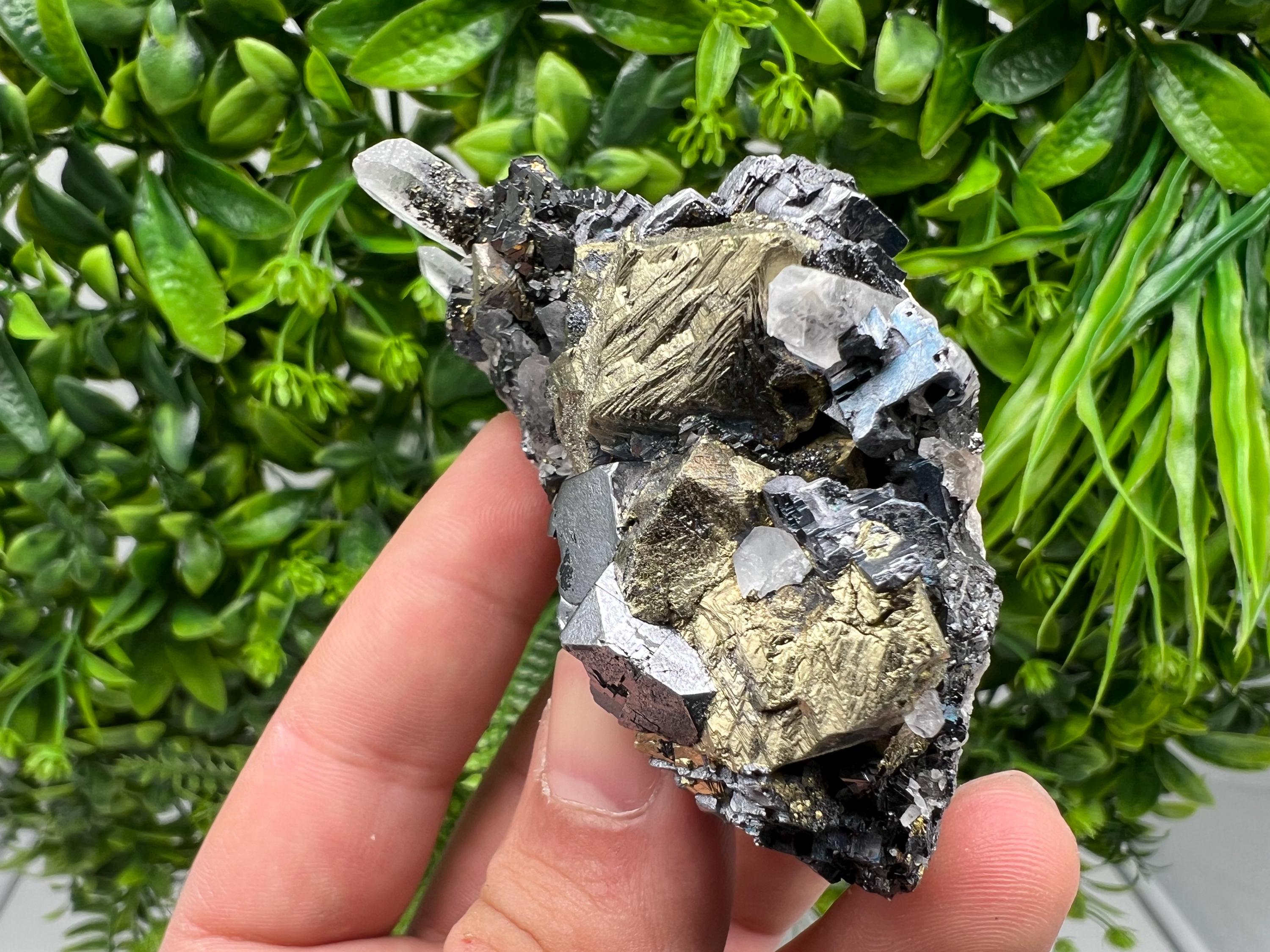 Aesthetic Natural shiny Galena whit Siderite and Quartz from 9 th September mine,Bulgaria,collection specimen,rare galena,Galena cluster