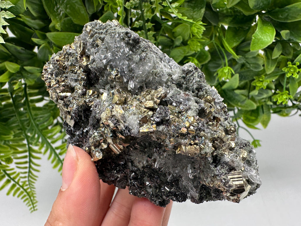 Pyrite on Green Quartz: Rare Mineral Specimen, Borieva Mine