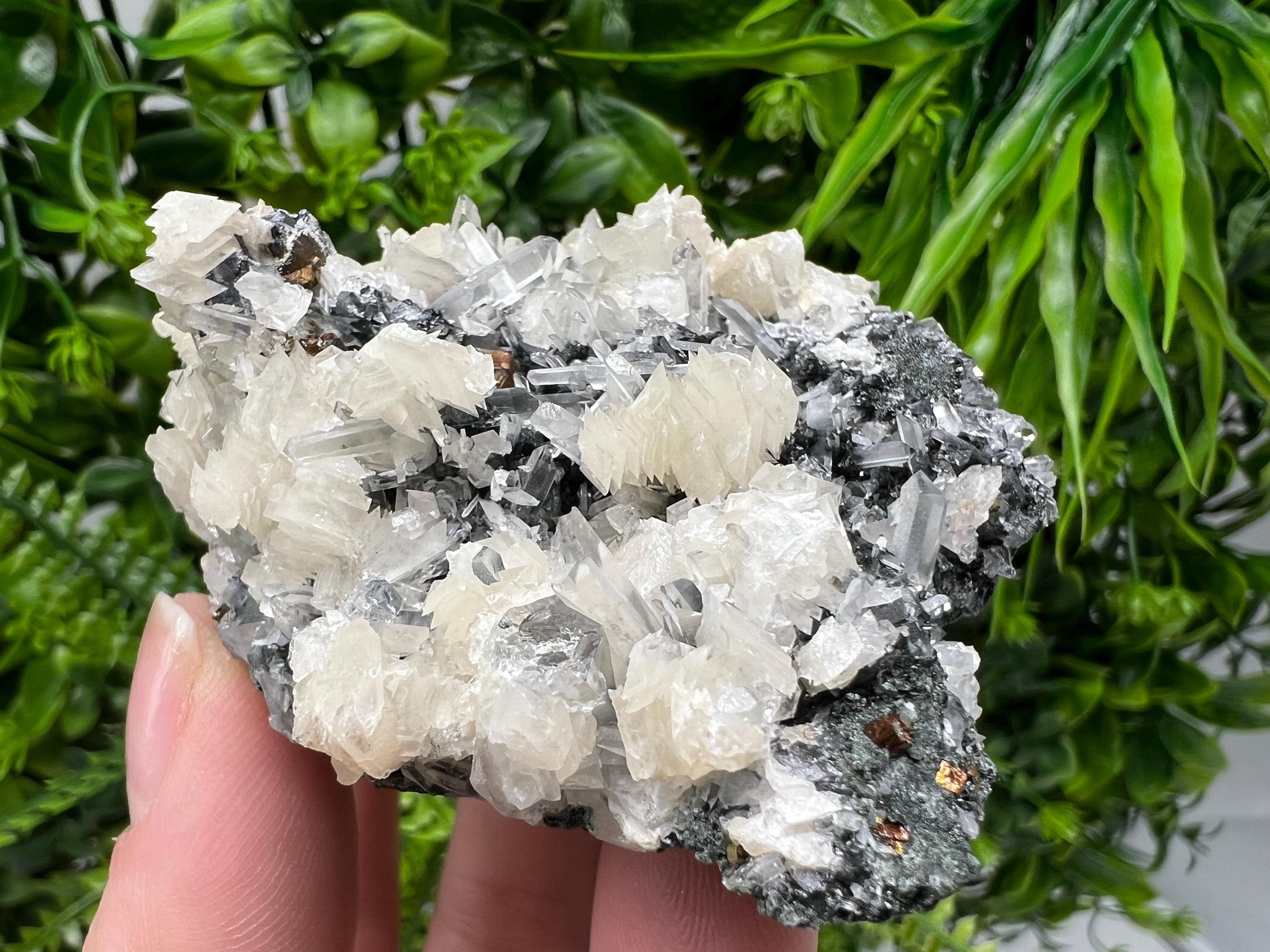 Calcite on Quartz Specimen: Borieva Mine, Bulgaria