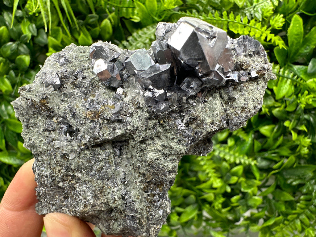 Shiny Galena on Matrix: Borieva Mine Crystal Decor