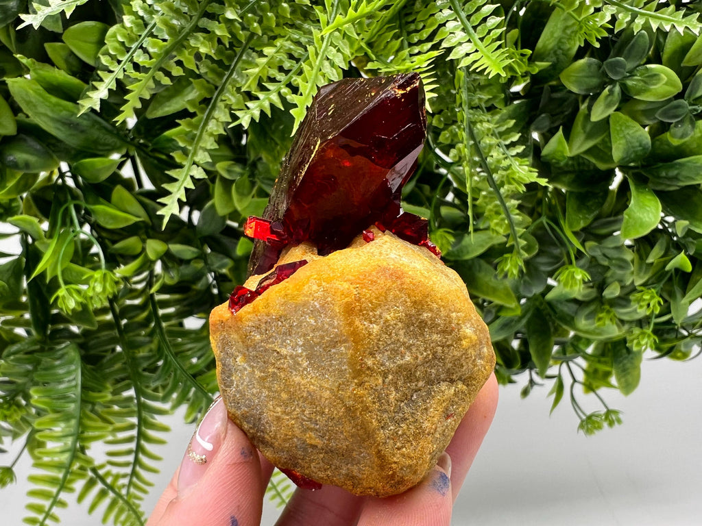 XXL Rare Pruskite Ruby Crystal on Matrix, Laboratory Grown
