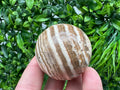 Polished Aragonite Stone Sphere: Handmade Home Decor, Healing Crystal Ball