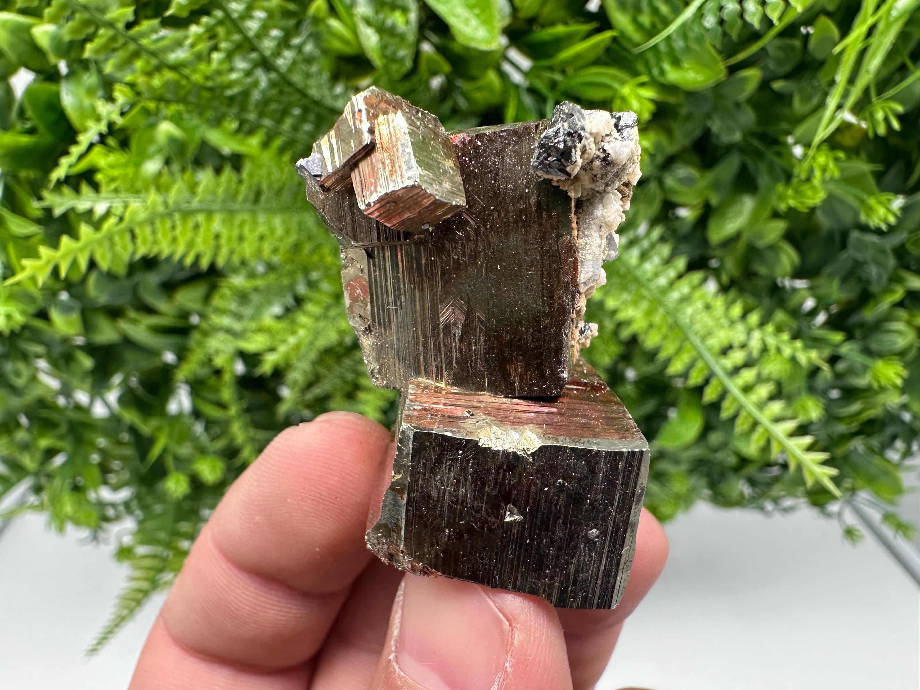 Rainbow Pyrite with Calcite, Natural Crystal Mineral Souvenir