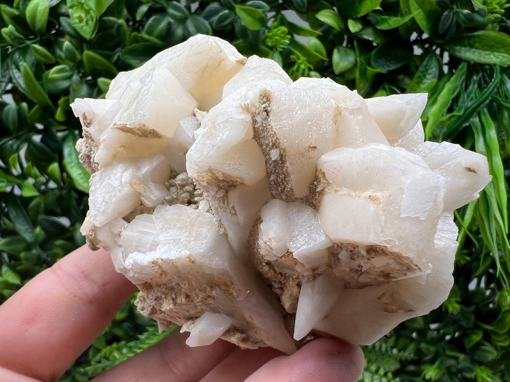 Calcite on Green Quartz: Djurcovo Mine, Bulgaria Healing Crystal