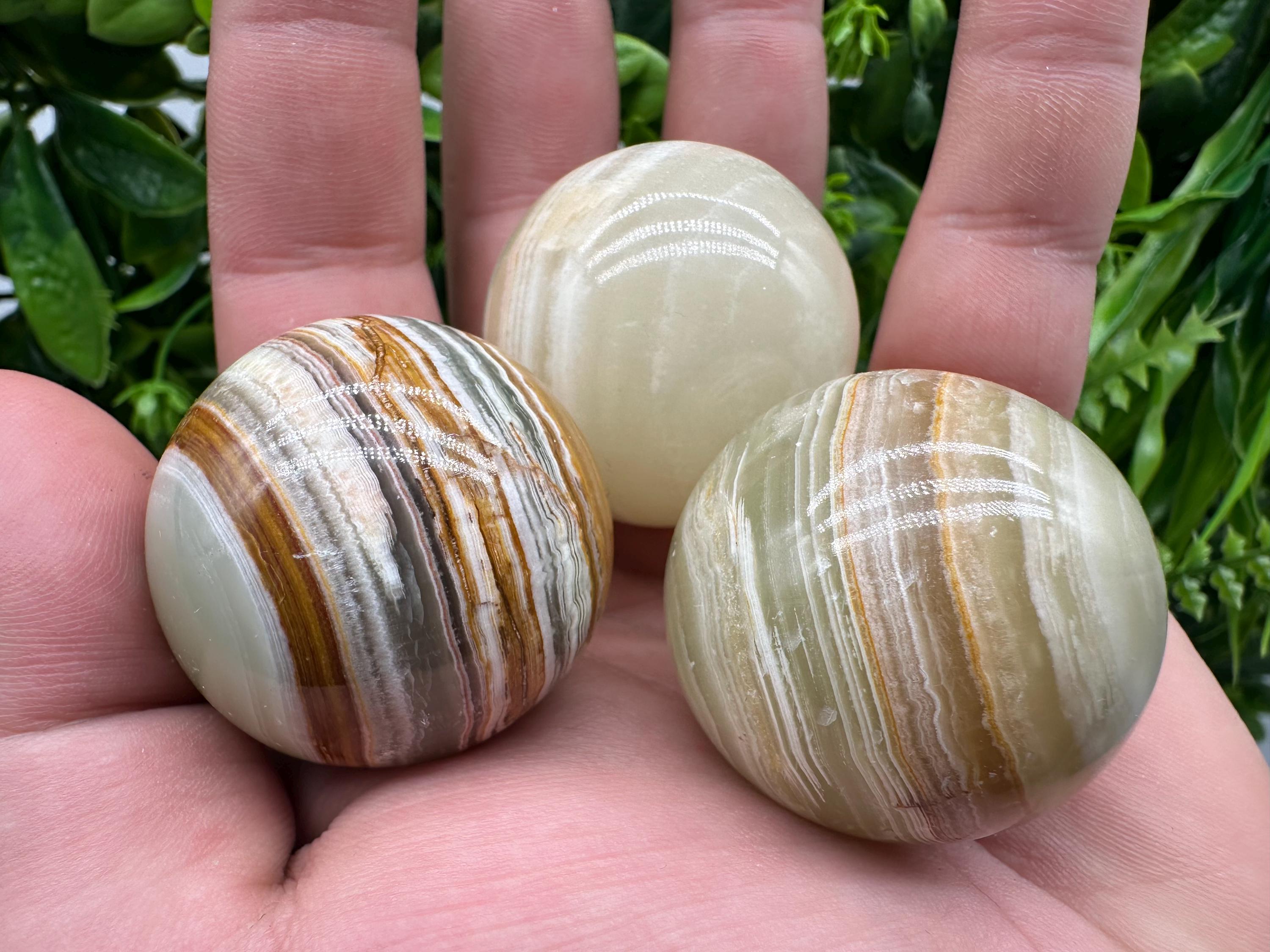 Green Banded Onyx Sphere: Healing Crystal (4cm)