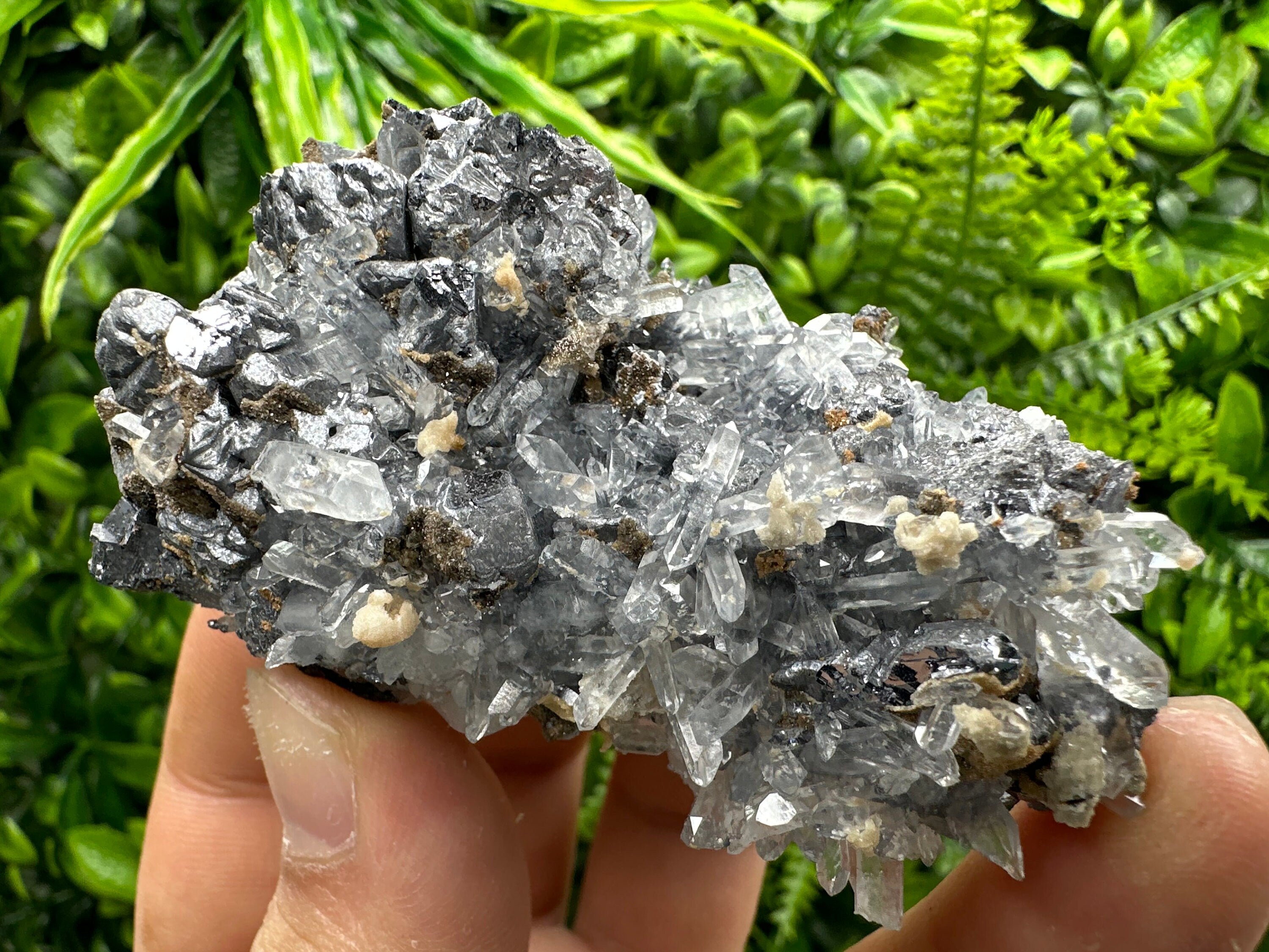 Spinel Galena on Transparent Quartz Mineral Specimen