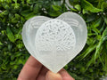 Selenite Heart with Tree of Life  Crystal Heart – Reiki Healing Crystal – Meditation Stone – Spiritual Altar Decor – Tree of Life Crystal