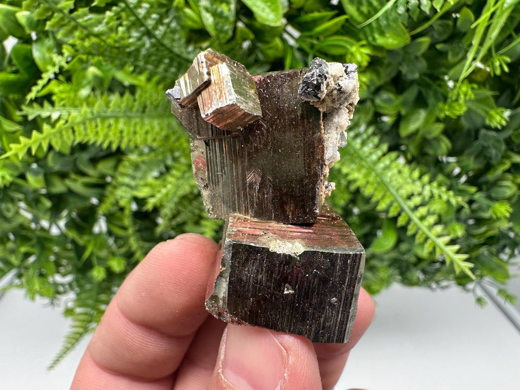 Rainbow Pyrite with Calcite, Natural Crystal Mineral Souvenir