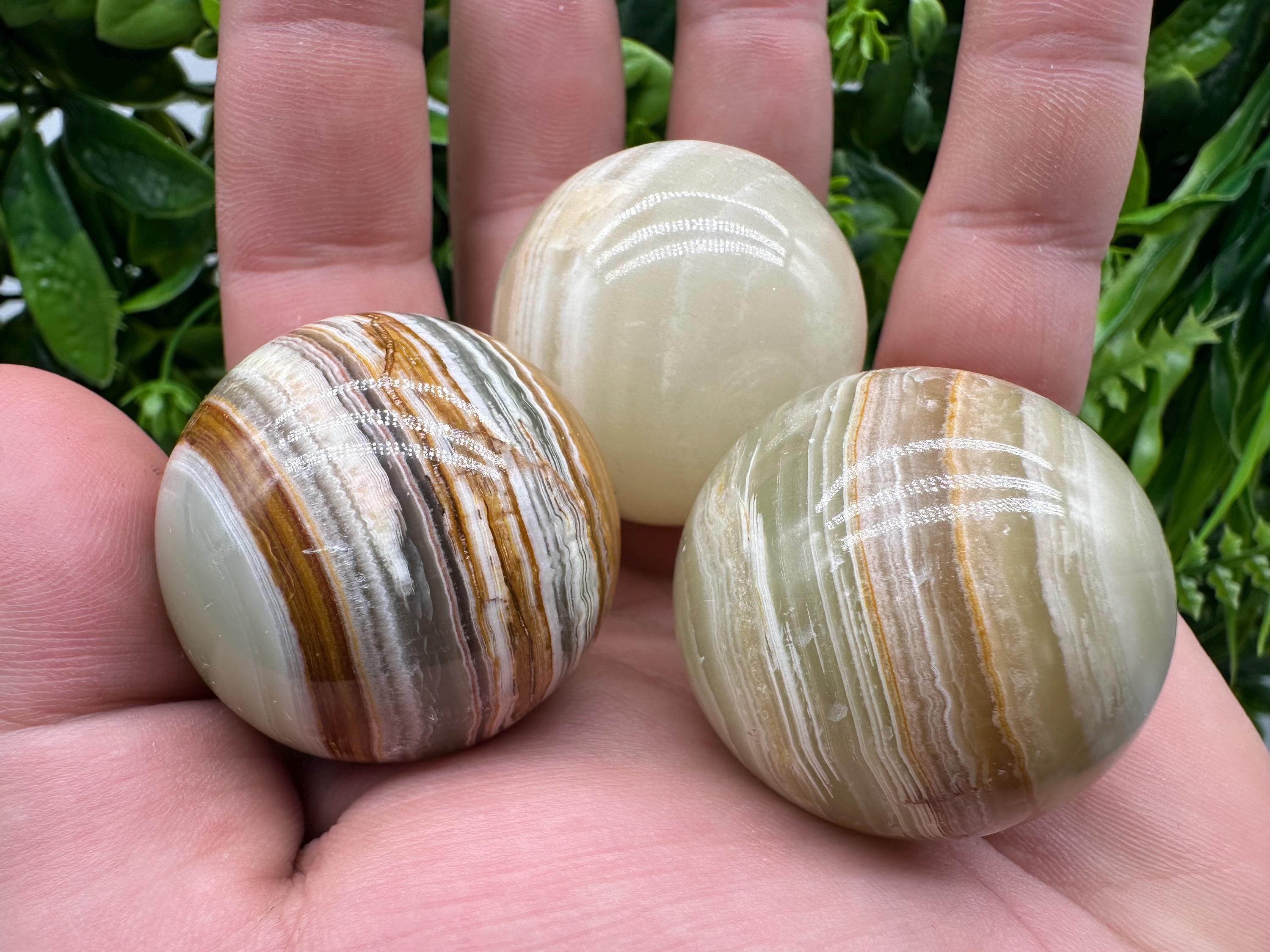 Green Banded Onyx Sphere: Healing Crystal (4cm)