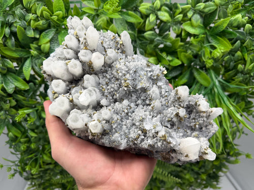 Chalcopyrite on Quartz Cluster, Krushev Dol Mine, Bulgaria, Mineral Specimen