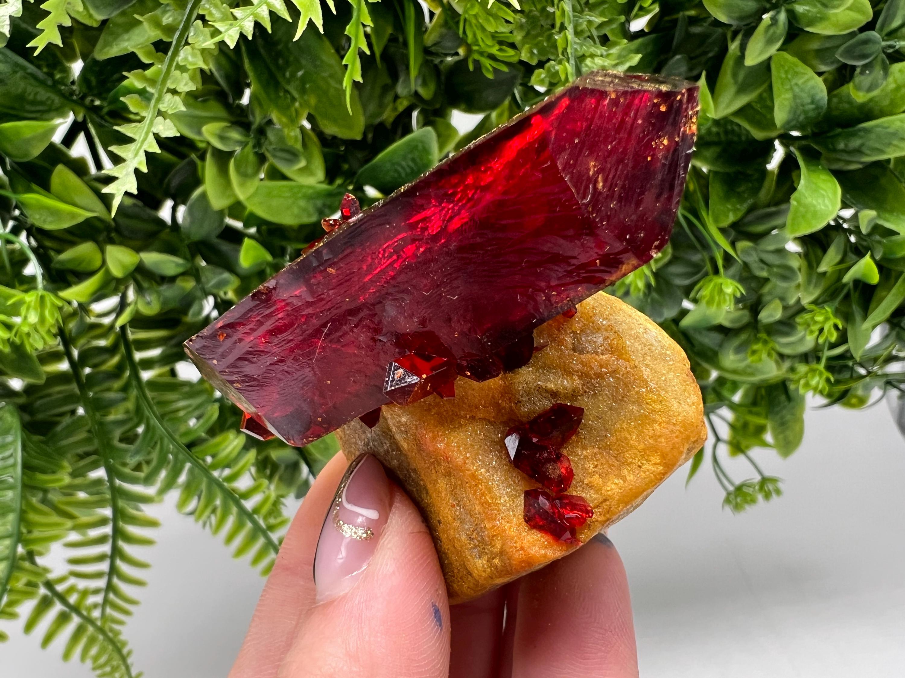 XXL Rare Pruskite Ruby Crystal on Matrix, Laboratory Grown