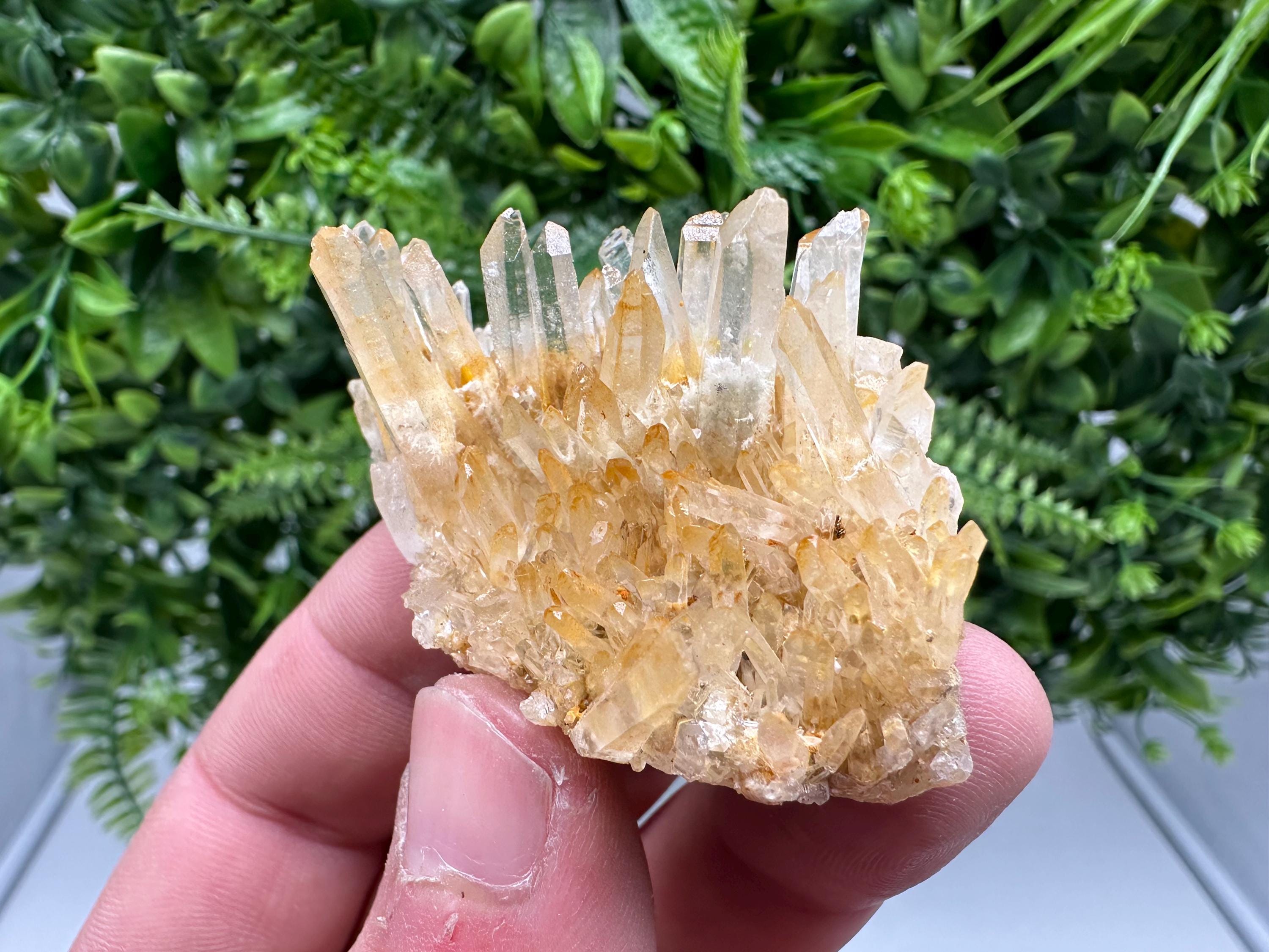 Transparent Quartz Limonite Crystal Cluster, 9th September mine,Mine, Bulgaria,natural,collection mineral specimen