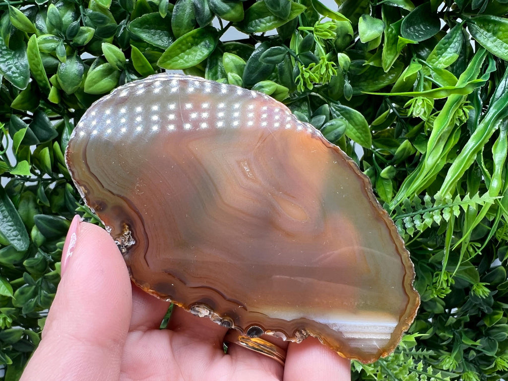 Large Agate Slice: Polished Quartz Crystal Healing Stone, Coaster Ornament