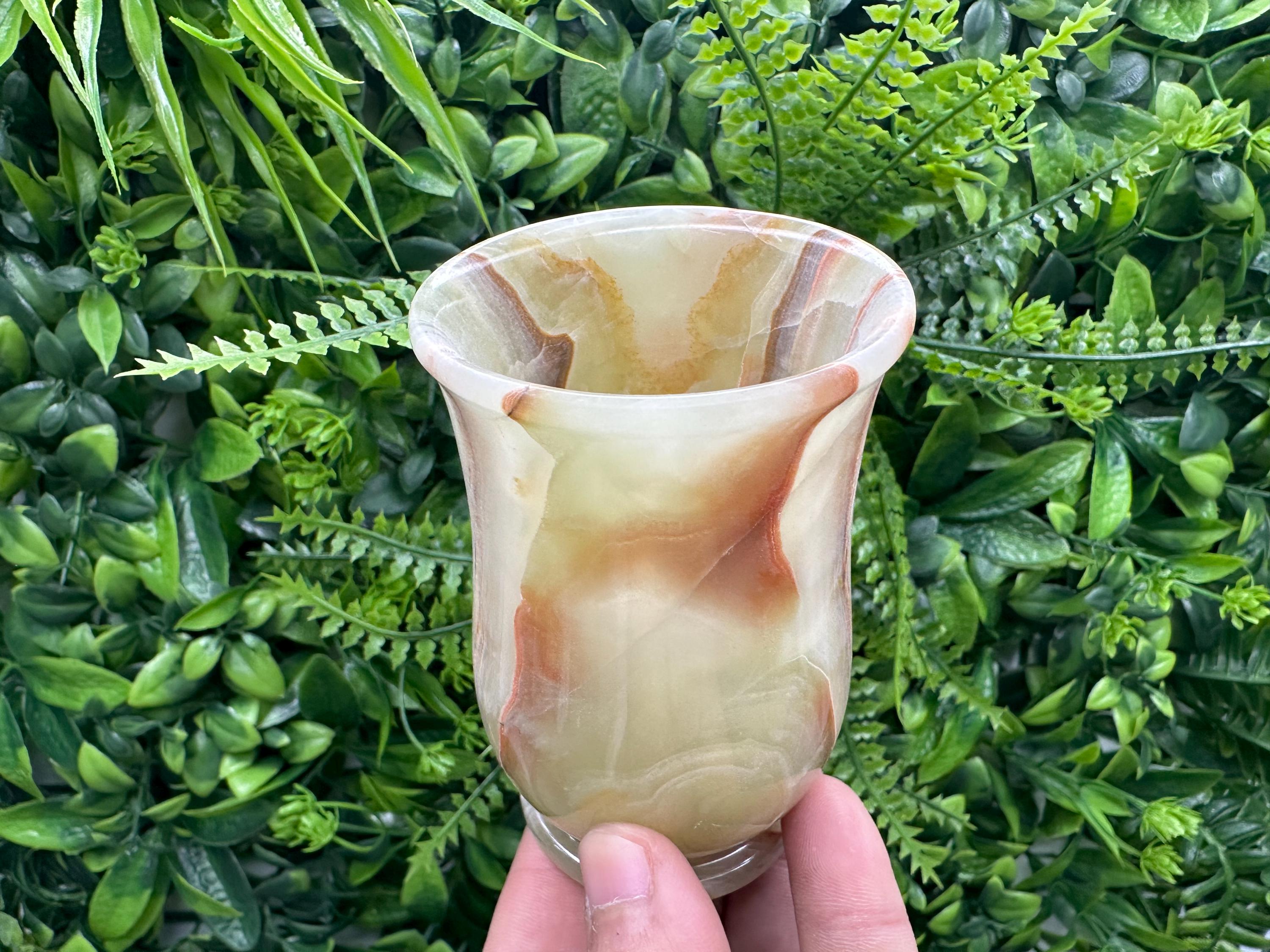 Vintage Onyx Wine Cup: Natural Stone Barware (10cm)