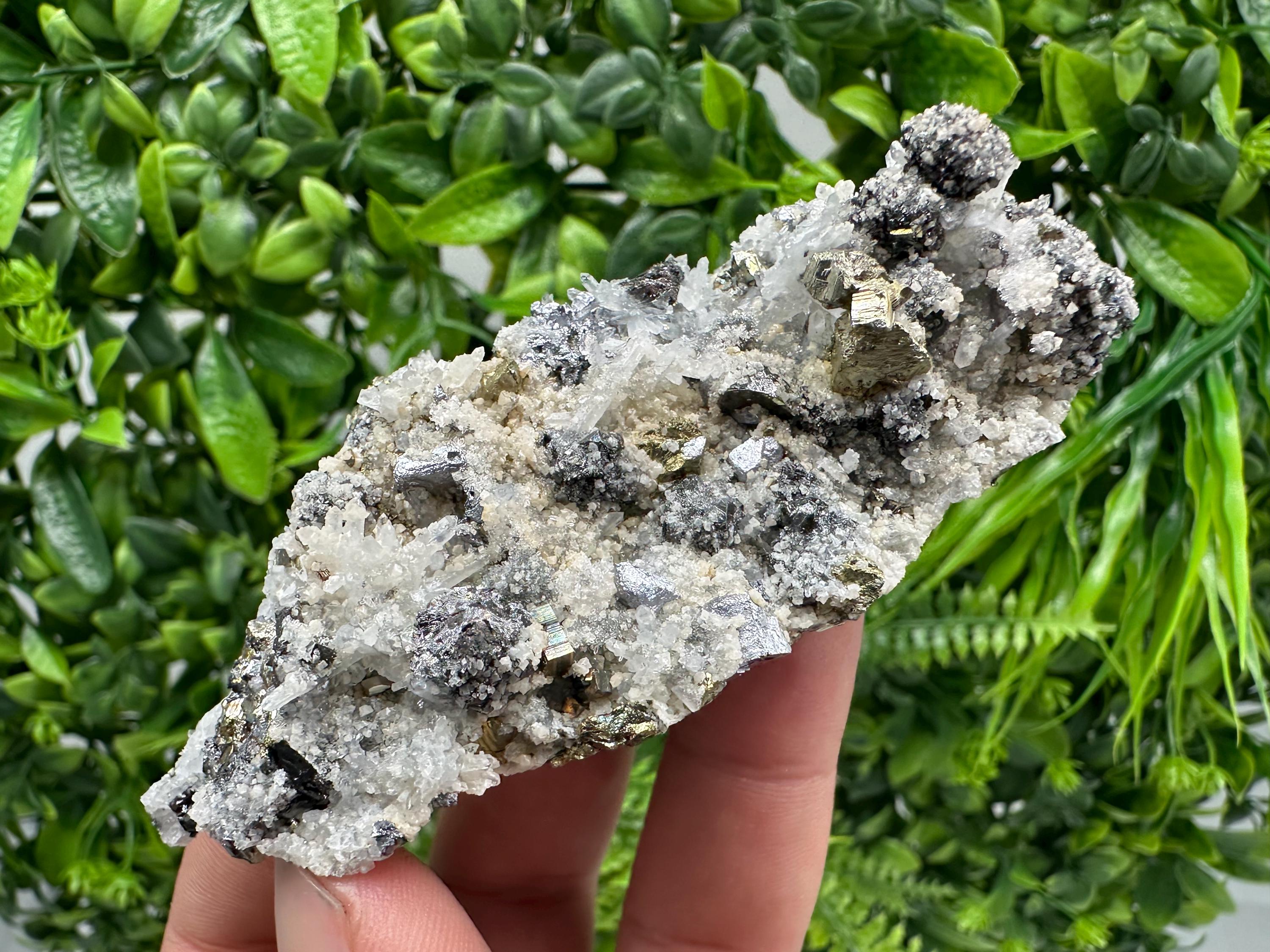 Chalcopyrite Galena on Quartz with Chlorite, Borieva Mine