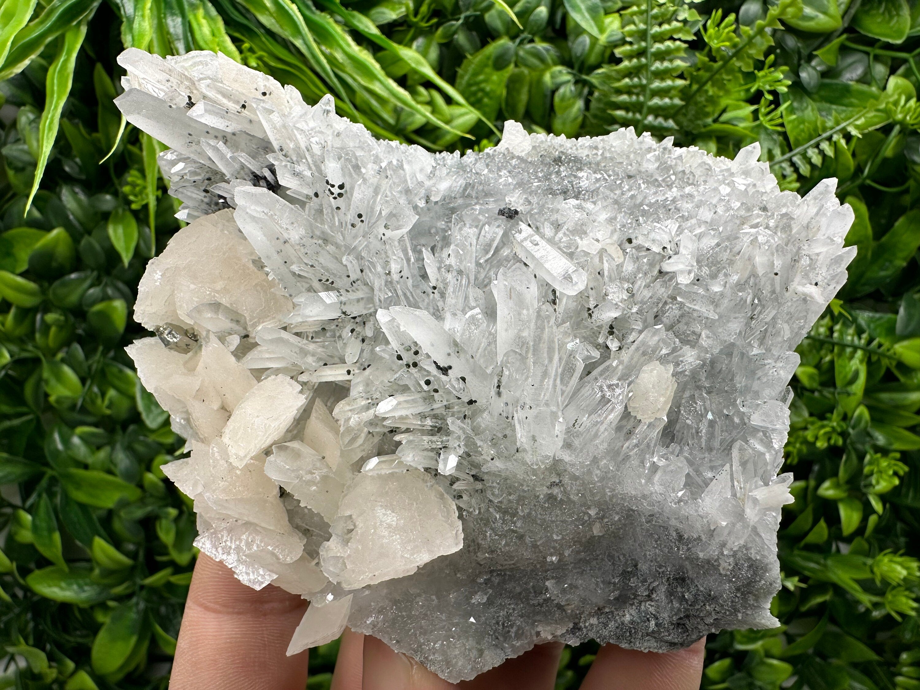 Calcite with Quartz: Natural Mineral Souvenir, Borieva Bulgaria (13/11/5cm)