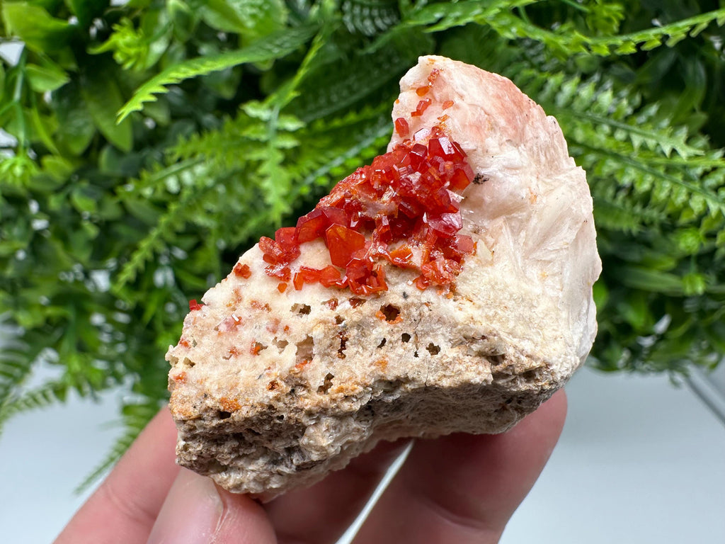 Red Vanadinite on Barite, Morocco Mineral Specimen