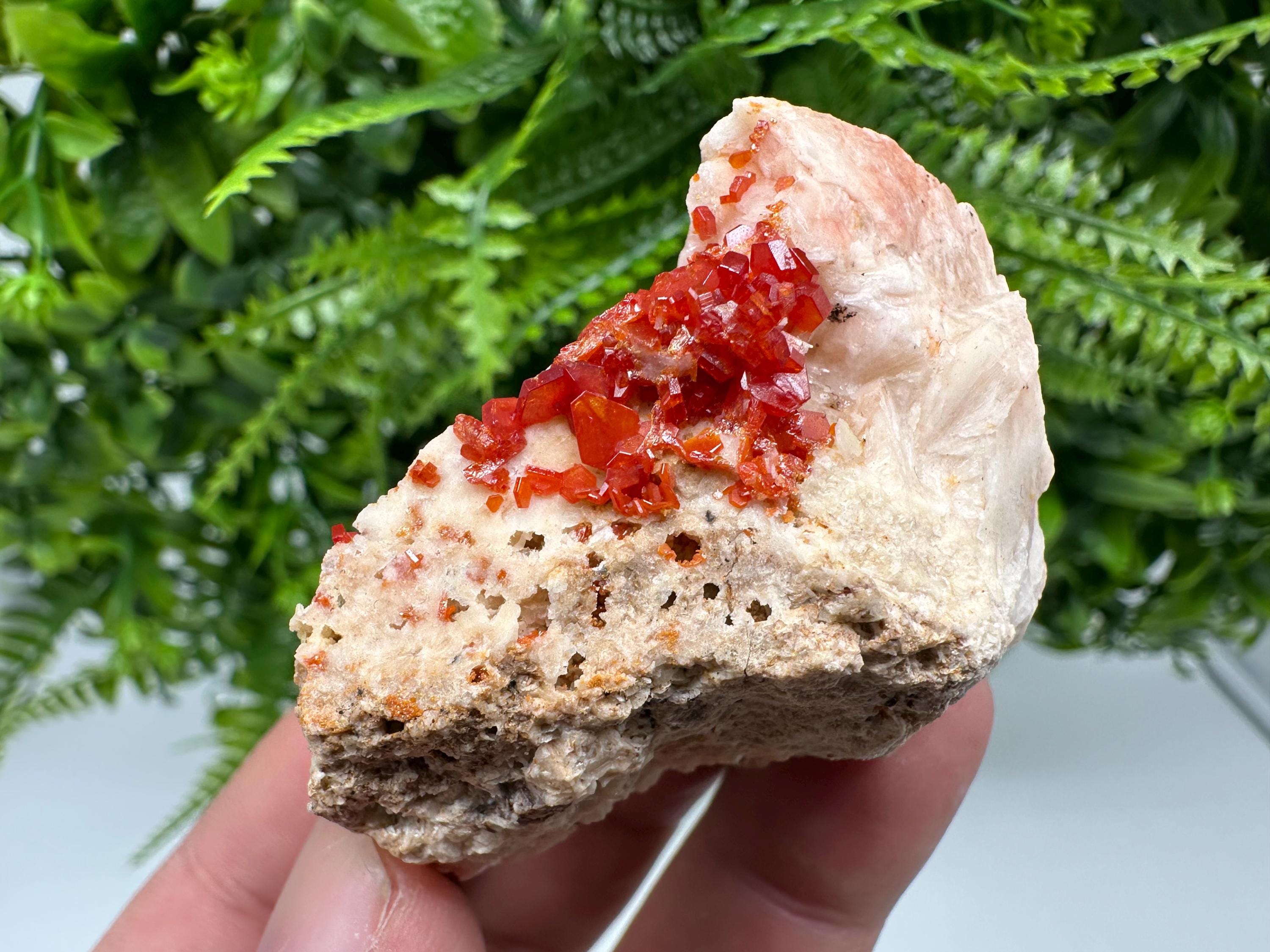 Red Vanadinite on Barite, Morocco Mineral Specimen