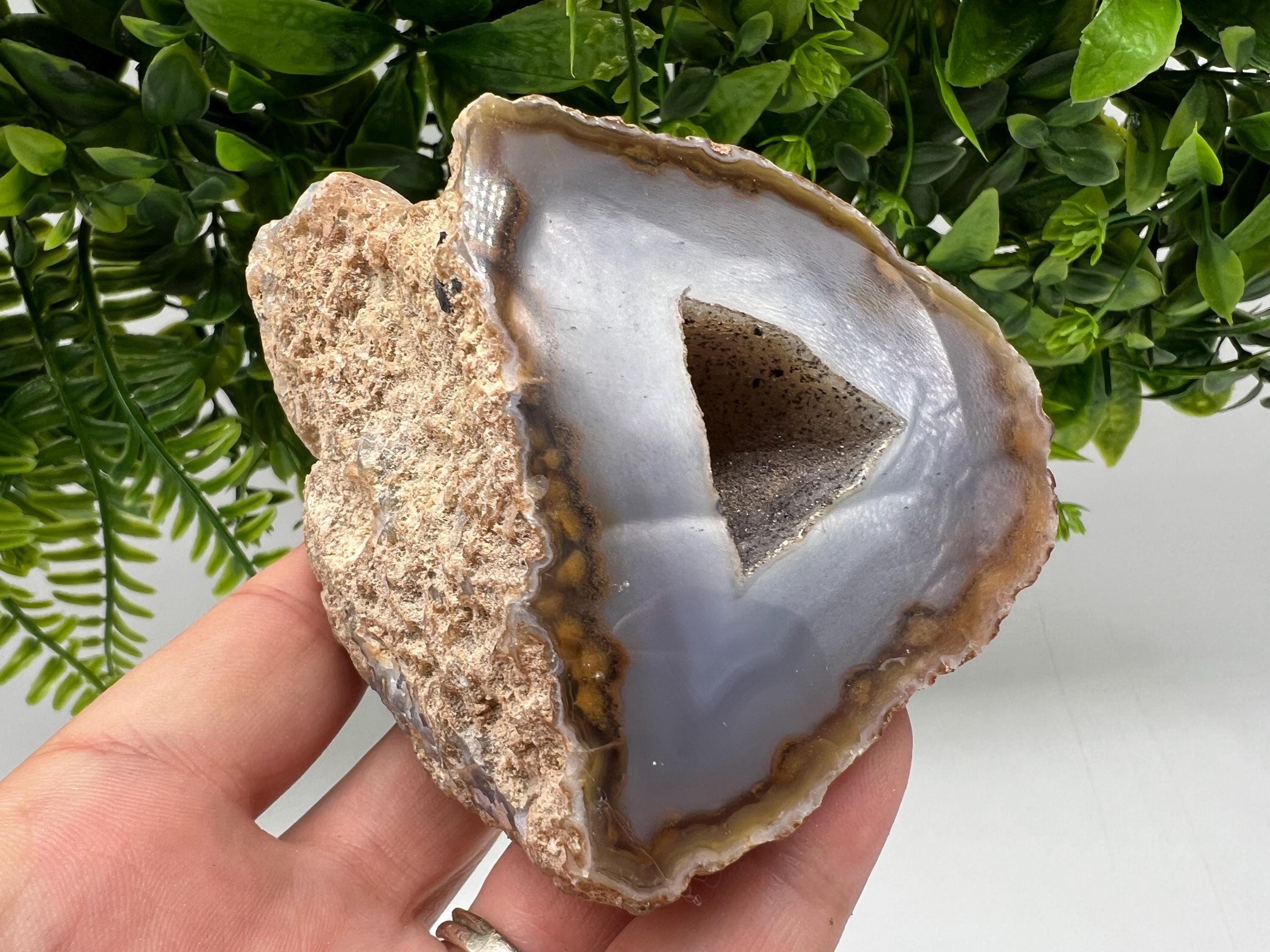 Blue Agate Druzy Geode, Natural Crystal