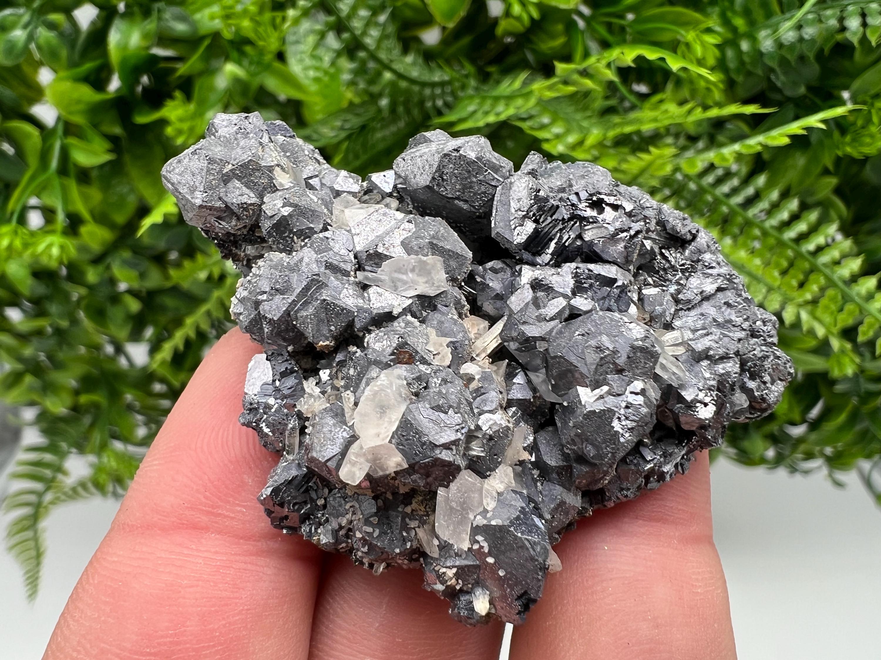 Galena Chalcopyrite Cluster on Calcite Quartz, Bulgaria Mineral Specimen
