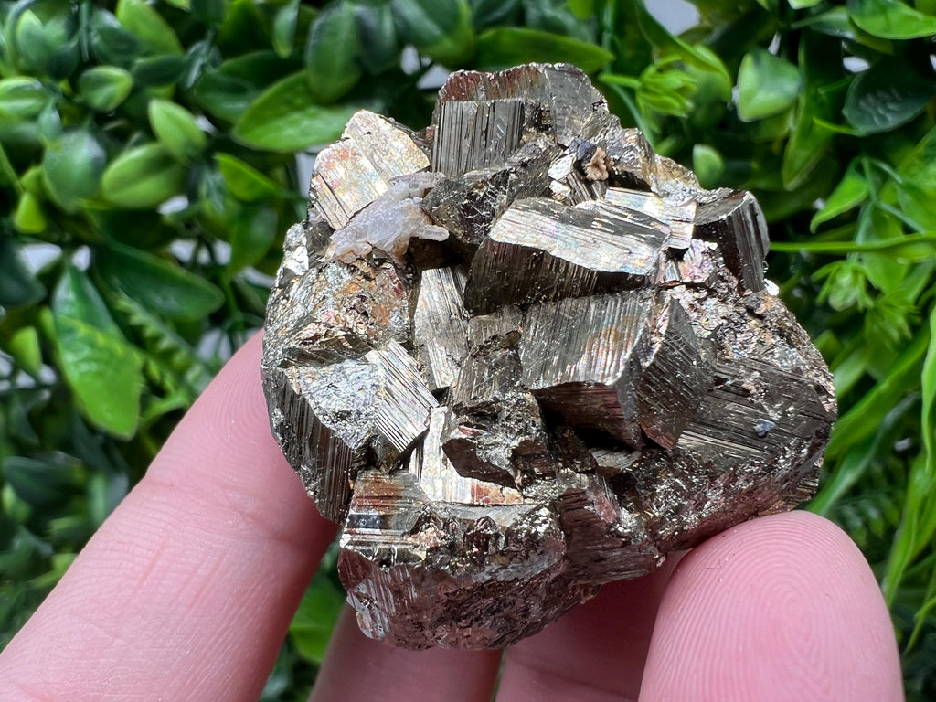 Rainbow Pyrite with Calcite, Borieva Bulgaria Crystal, Rare Mineral Decor