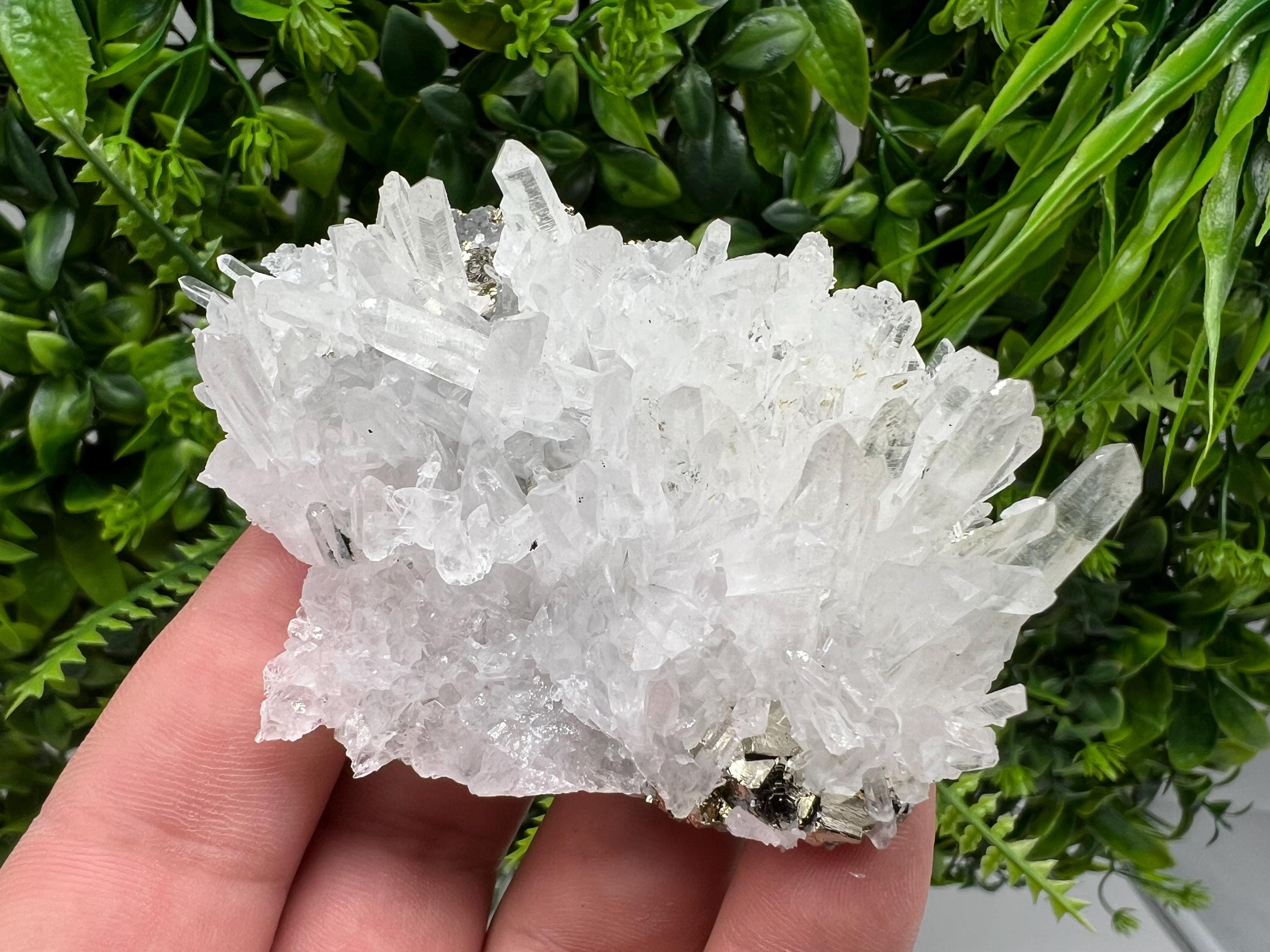 Transparent Chlorite Quartz Crystal Cluster - Madan, Bulgaria