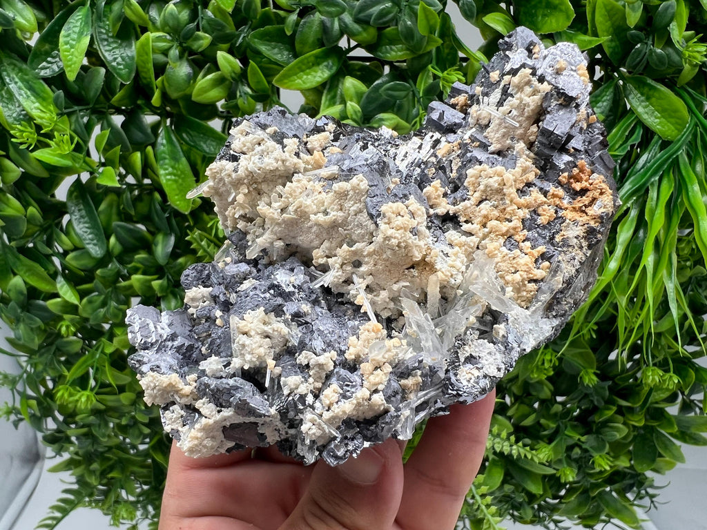 Amazing Galena spinel law on Quartz whit Siderite,from Krushev dol mine,Bulgaria,natural,collection mineral specimen,home decor crystal,souv