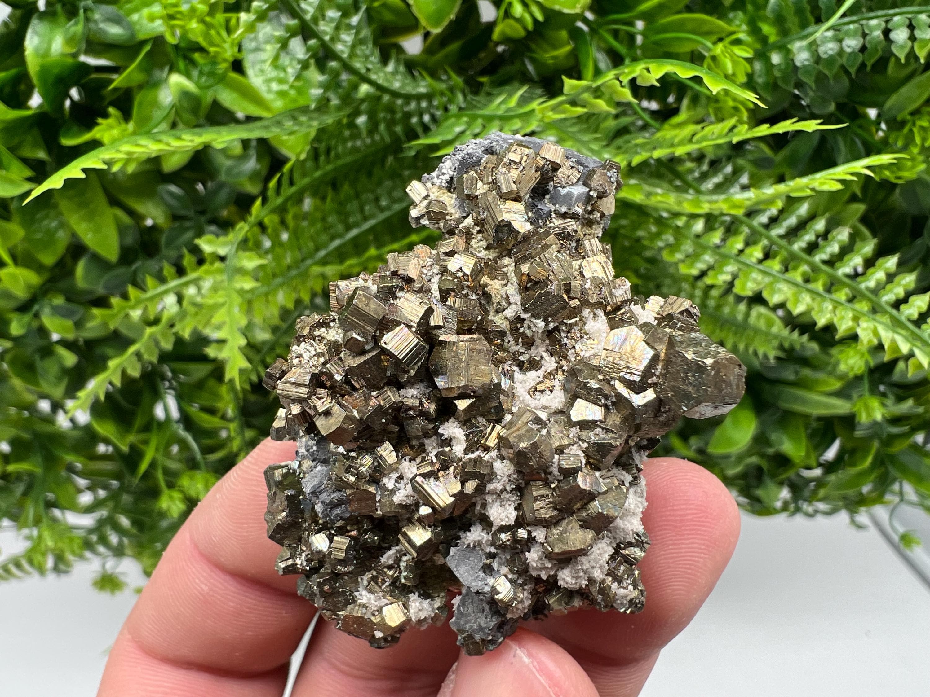 Rare Pyrite Cluster: Golden Rainbow Crystallization, Borieva Mine