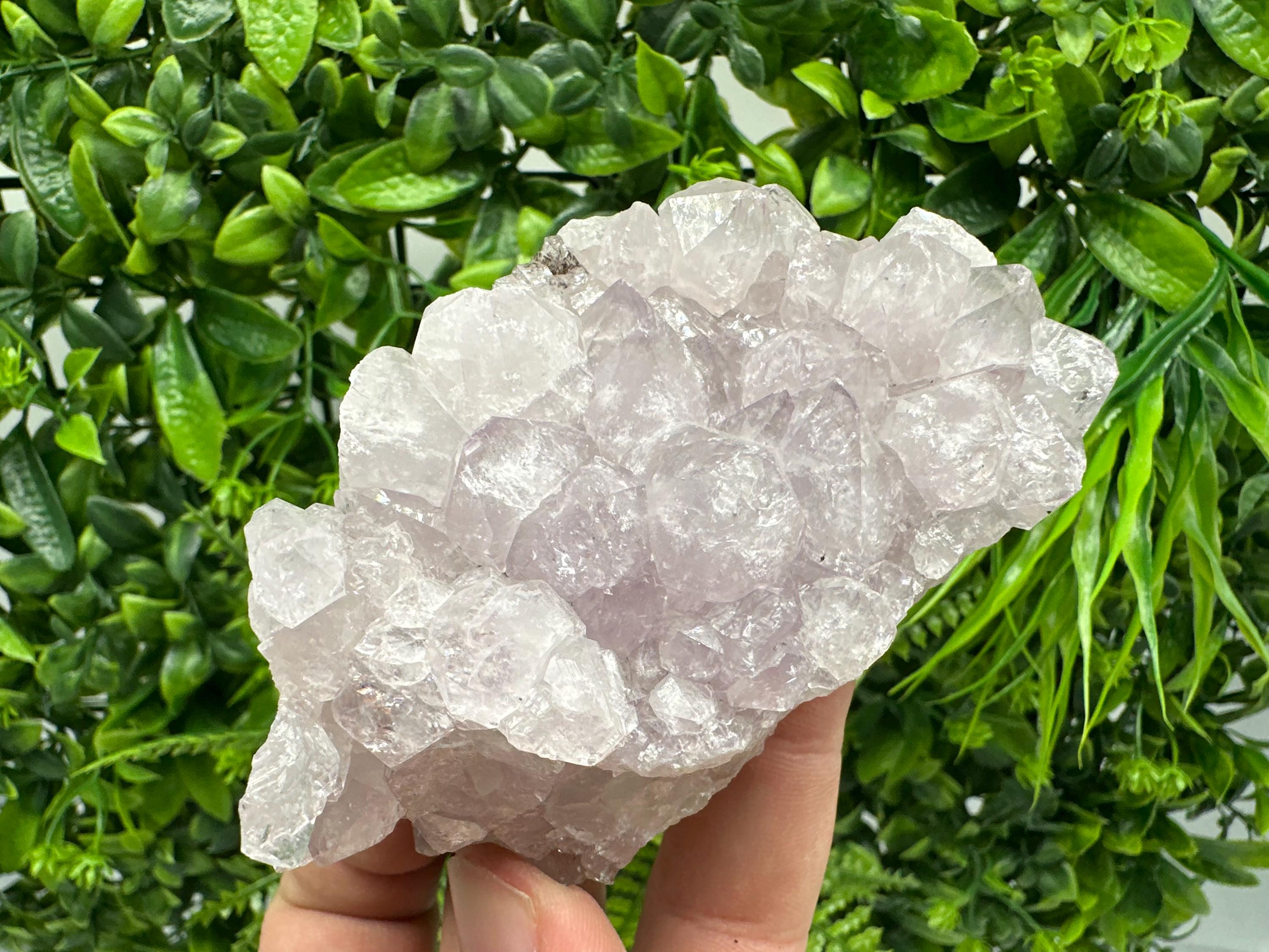 Natural Calcite on Quartz with Amethyst and Chlorite, Rare Mineral Specimen