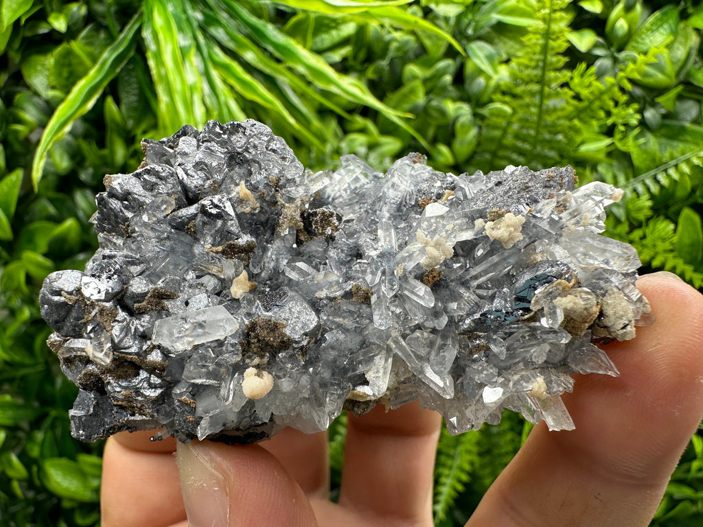 Spinel Galena on Transparent Quartz Mineral Specimen
