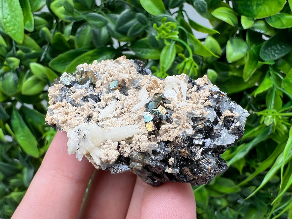 Rainbow Pyrite Calcite Specimen: Rare Madan Bulgaria Mineral