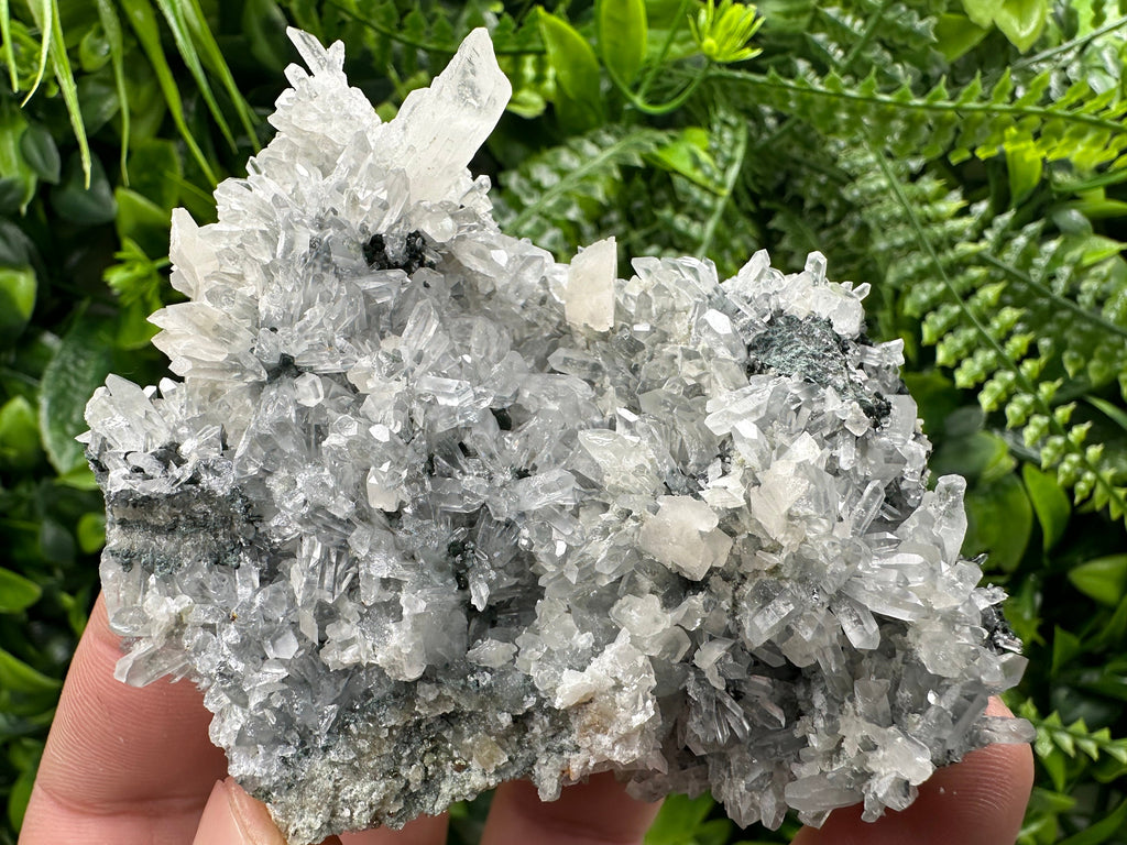 Calcite on Quartz Crystal: Borieva Mine, Bulgaria