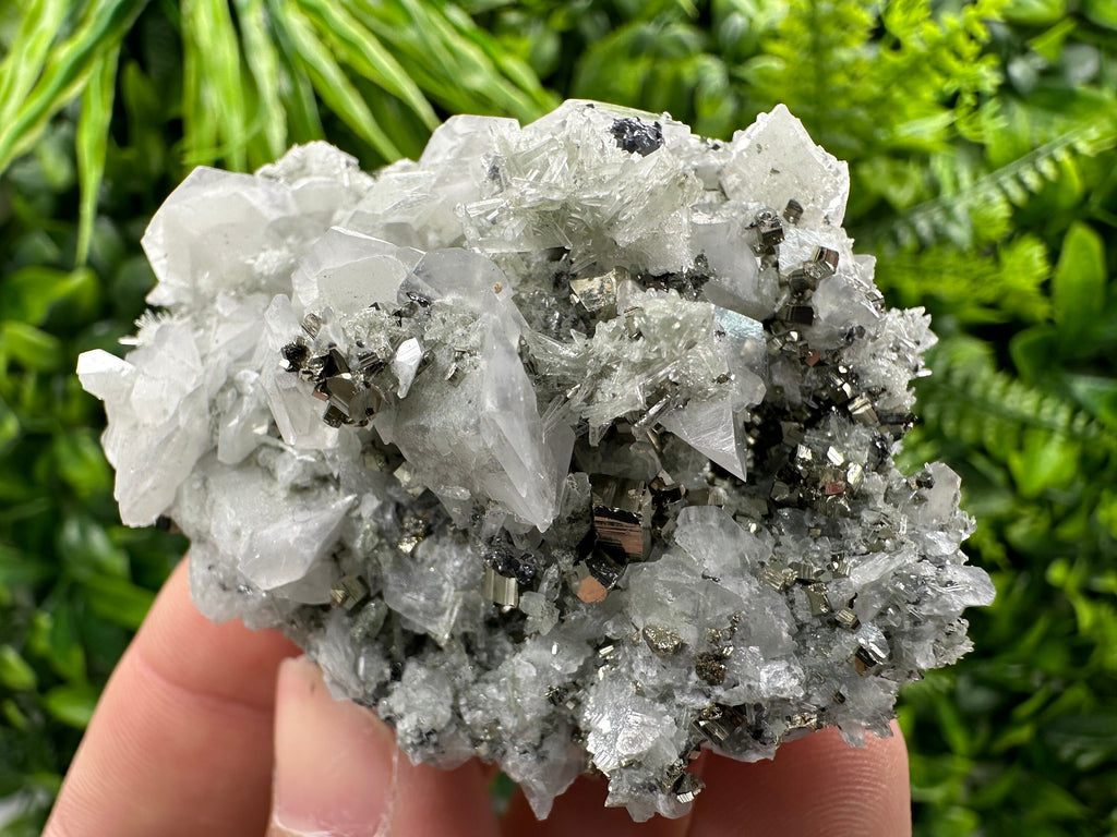 Pyrite Calcite on Quartz: Natural Mineral Specimen, Bulgaria