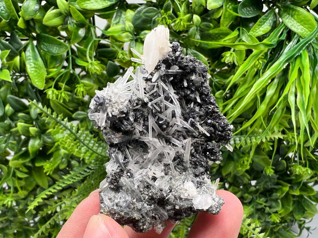 Wonderful Calcite,Sphalerite,Galena on Needle Quartz from Borieva mine,Madan,Bulgaria,natural,collectible mineral specimen,home decor stone
