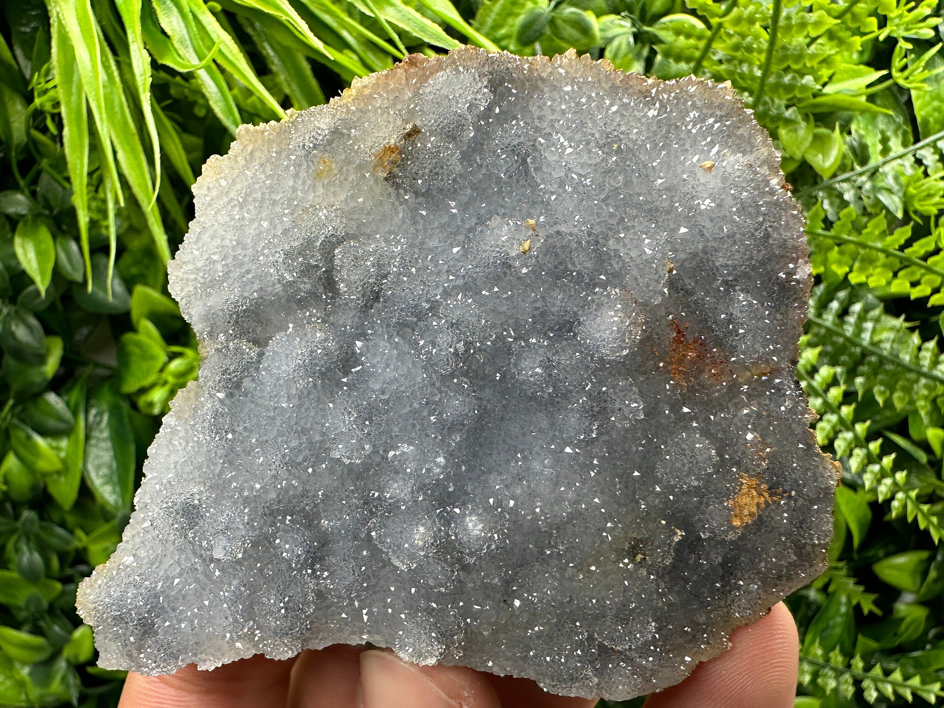 Blue Chalcedony Quartz with Chlorite, Natural Mineral Stone Decor
