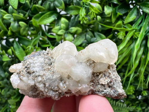 Calcite on Green Quartz Crystal - Borieva Mine, Bulgaria