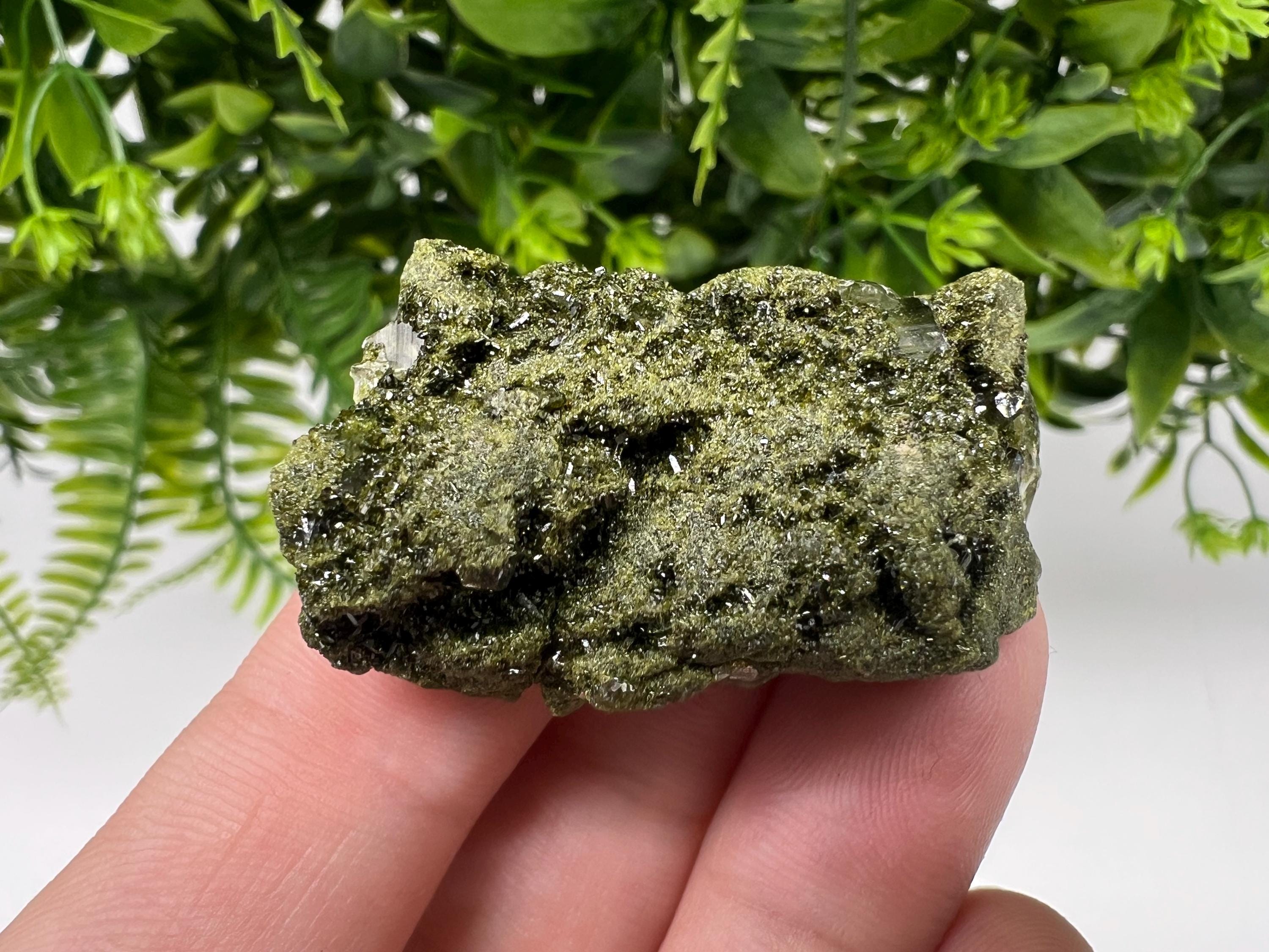 Sparkly Green Epidote with Quartz Crystals, Eastern Anatolian Mineral Decor