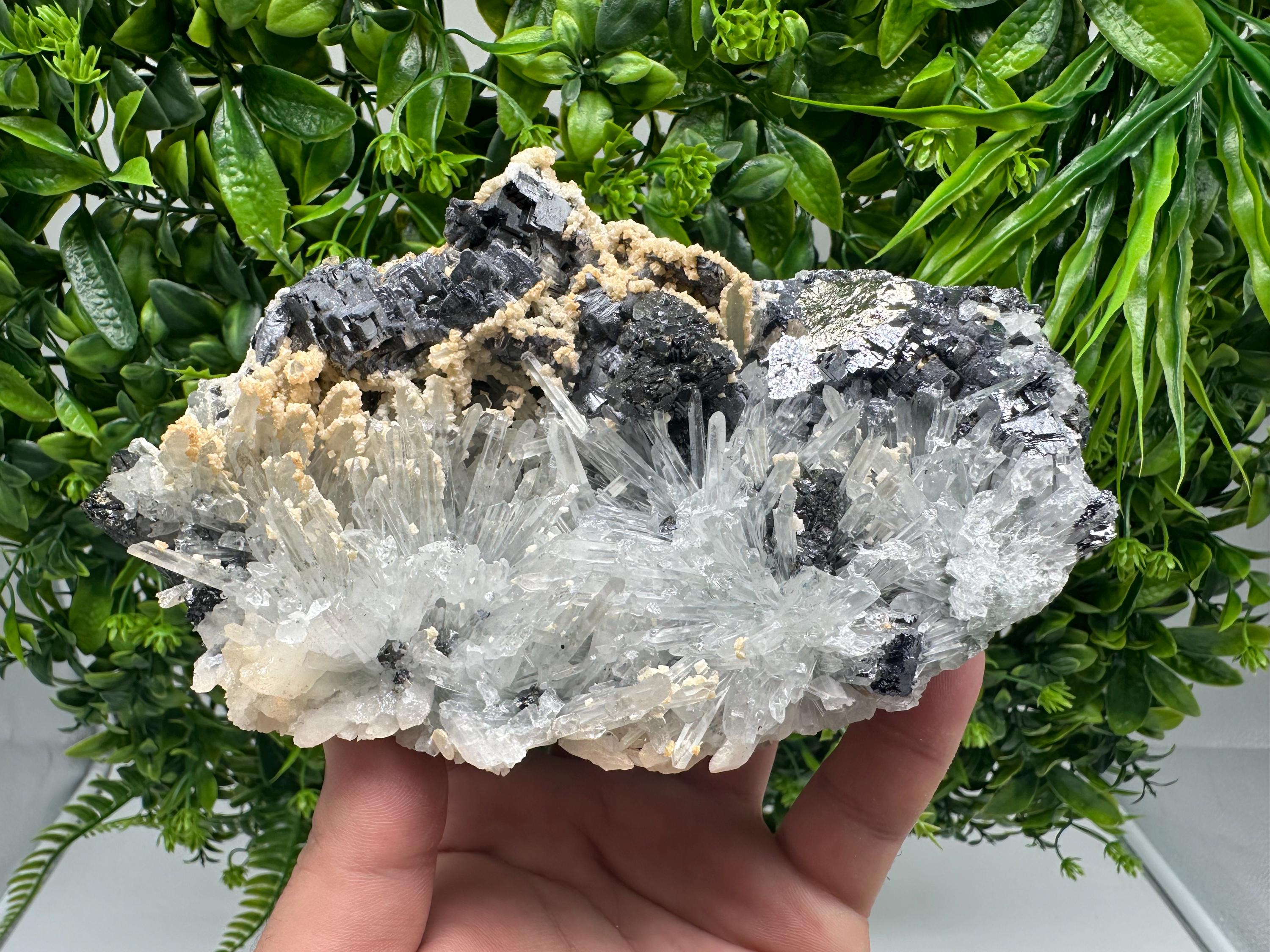 Galena Spinel Law on Quartz with Siderite, Krushev dol Mine, Bulgaria